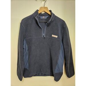 Vineyard Vines Womens Navy Blue Quarter Zip Fleece Pullover Sweater Size Medium